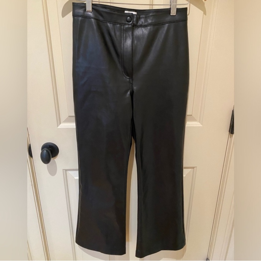 Aritzia Vegan Straight Leg Melina Black Faux Leather Pants